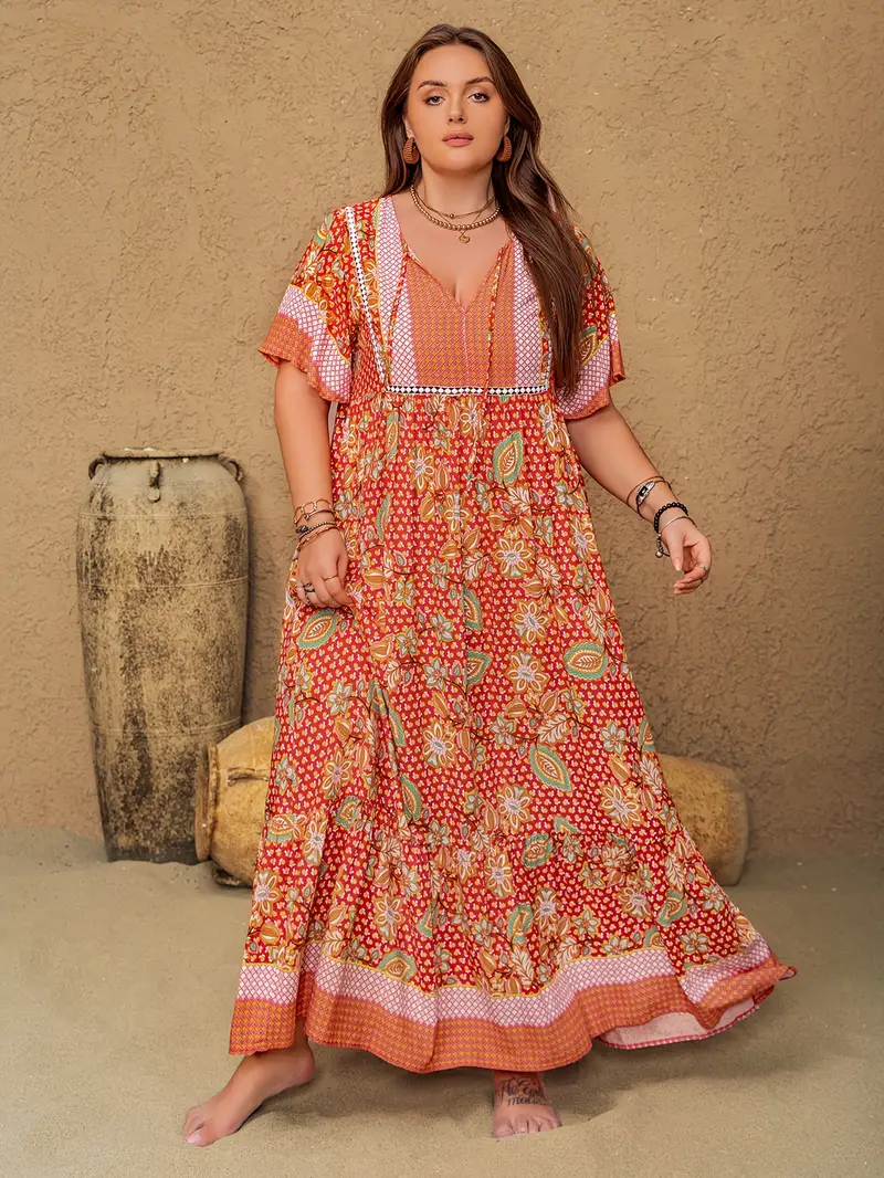 Boho Floral Bamboo Maxi Dress