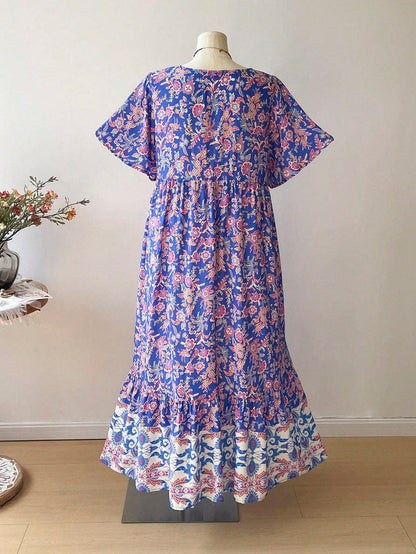 Boho Floral Bamboo Maxi Dress