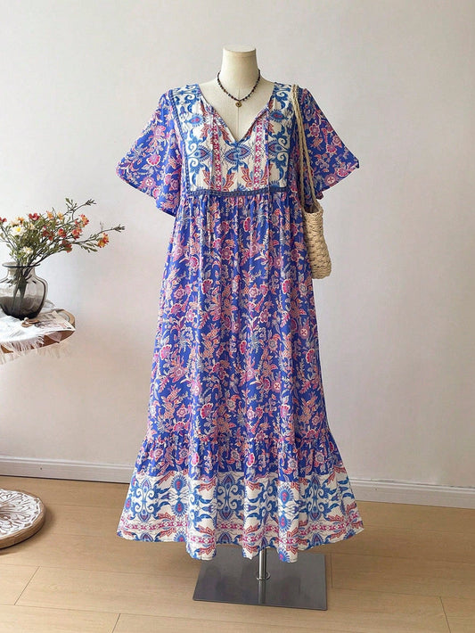 Boho Floral Bamboo Maxi Dress