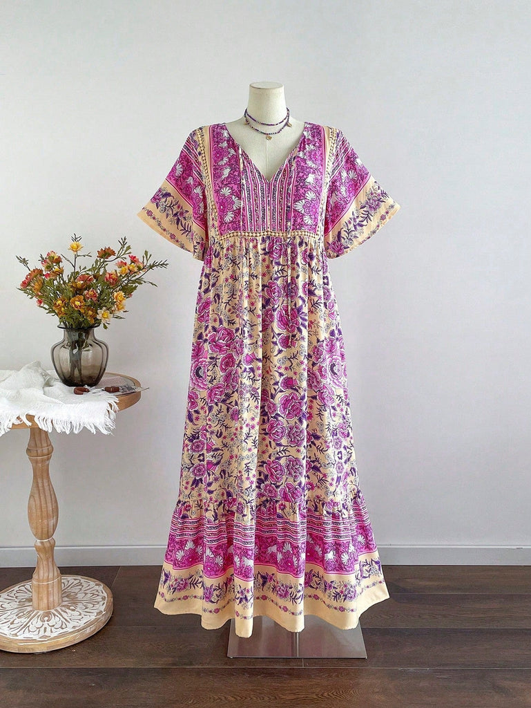 Boho Floral Bamboo Maxi Dress