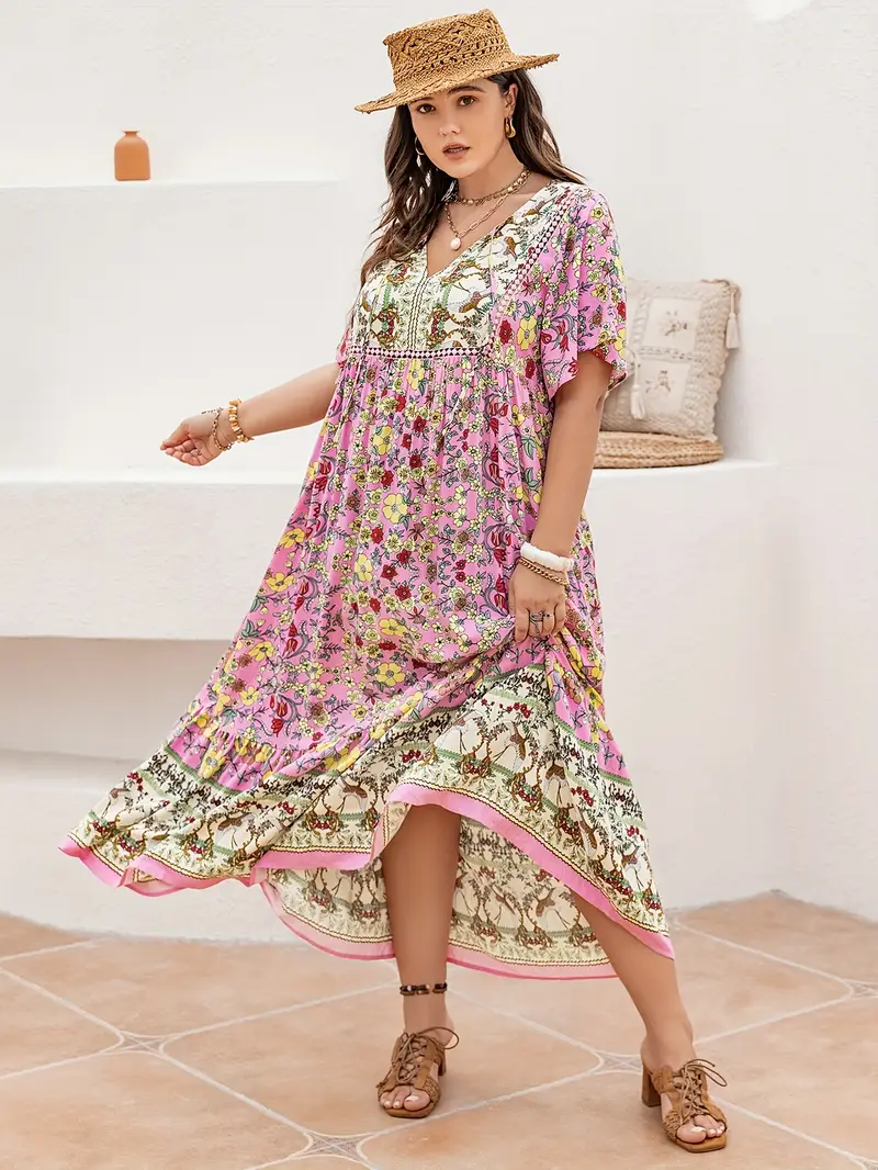 Boho Floral Bamboo Maxi Dress