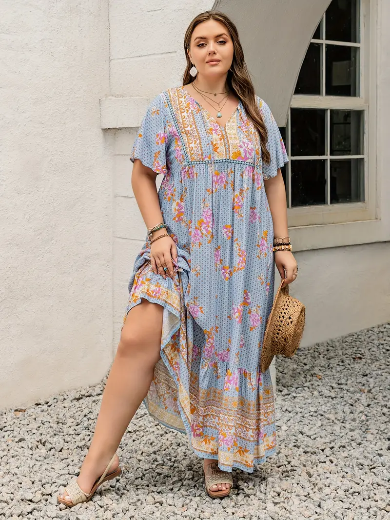 Boho Floral Bamboo Maxi Dress