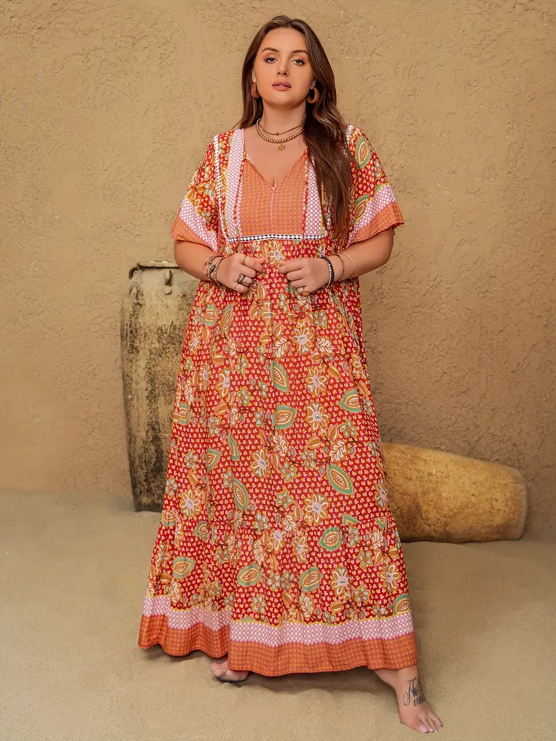 Boho Floral Bamboo Maxi Dress