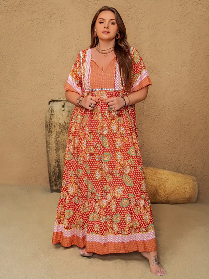 Boho Floral Bamboo Maxi Dress