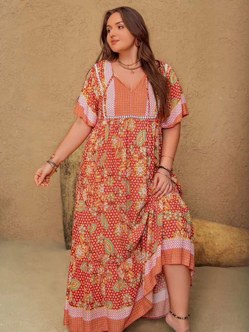 Boho Floral Bamboo Maxi Dress