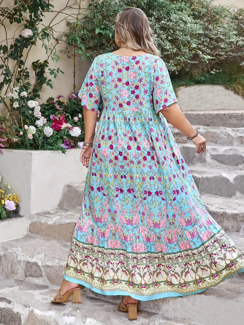 Boho Floral Bamboo Maxi Dress
