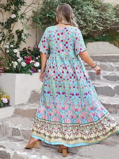 Boho Floral Bamboo Maxi Dress