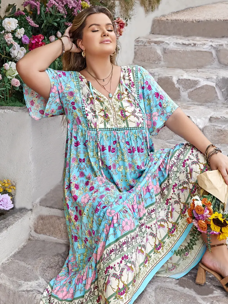 Boho Floral Bamboo Maxi Dress