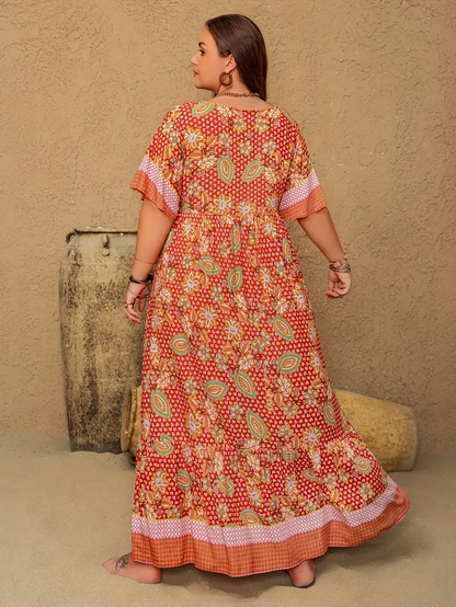 Boho Floral Bamboo Maxi Dress