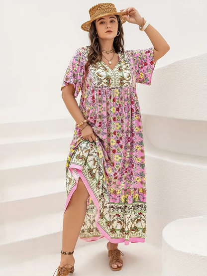 Boho Floral Bamboo Maxi Dress