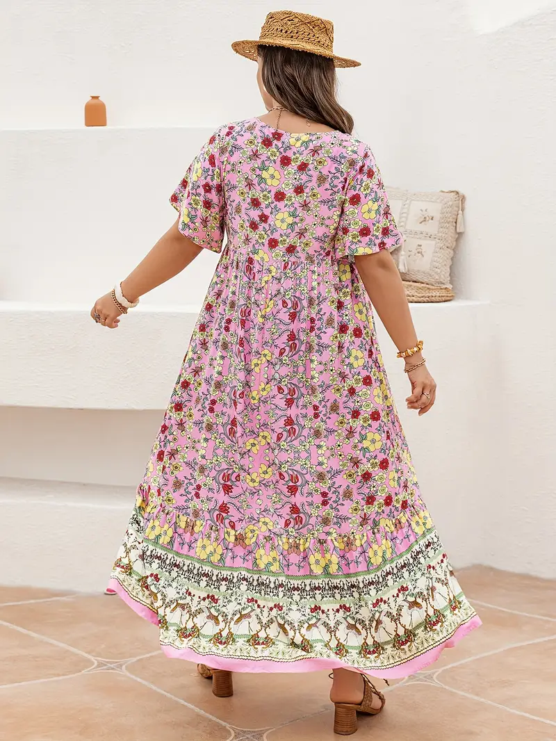 Boho Floral Bamboo Maxi Dress