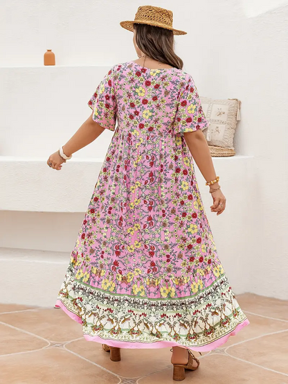 Boho Floral Bamboo Maxi Dress